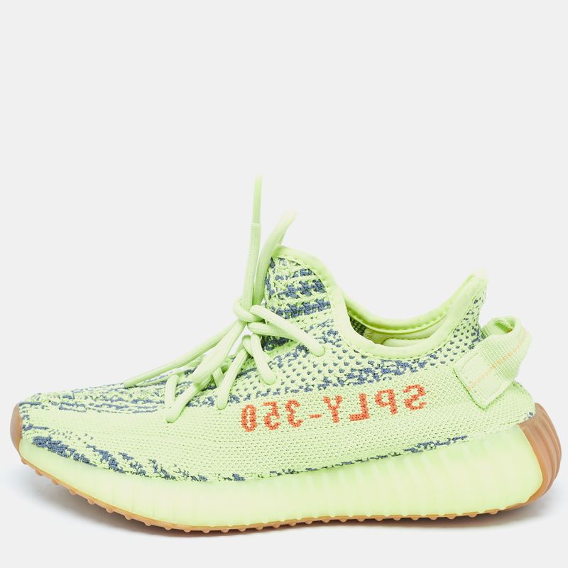 Yeezy X Adidas Green Knit Fabric Boost 350 V2 Frozen Yellow Sneakers Size 36